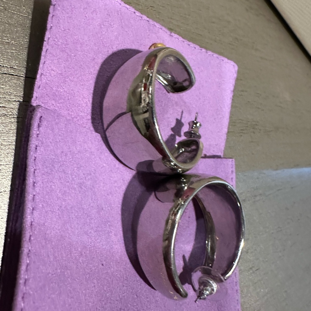 Melinda Maria Mama Silver Hoop Earrings